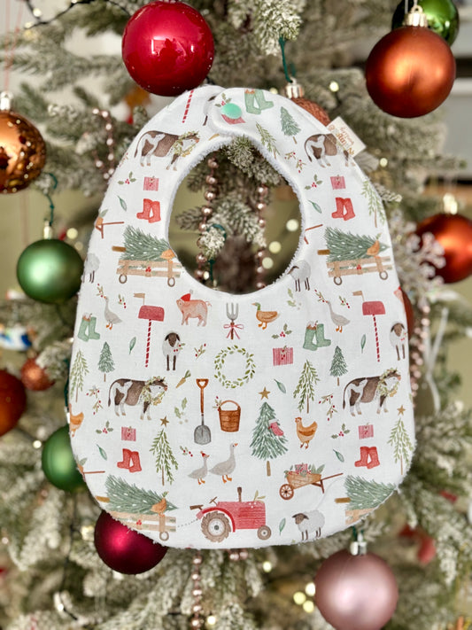 Christmas Farm Bib | Teether, dummy clip, Giftset