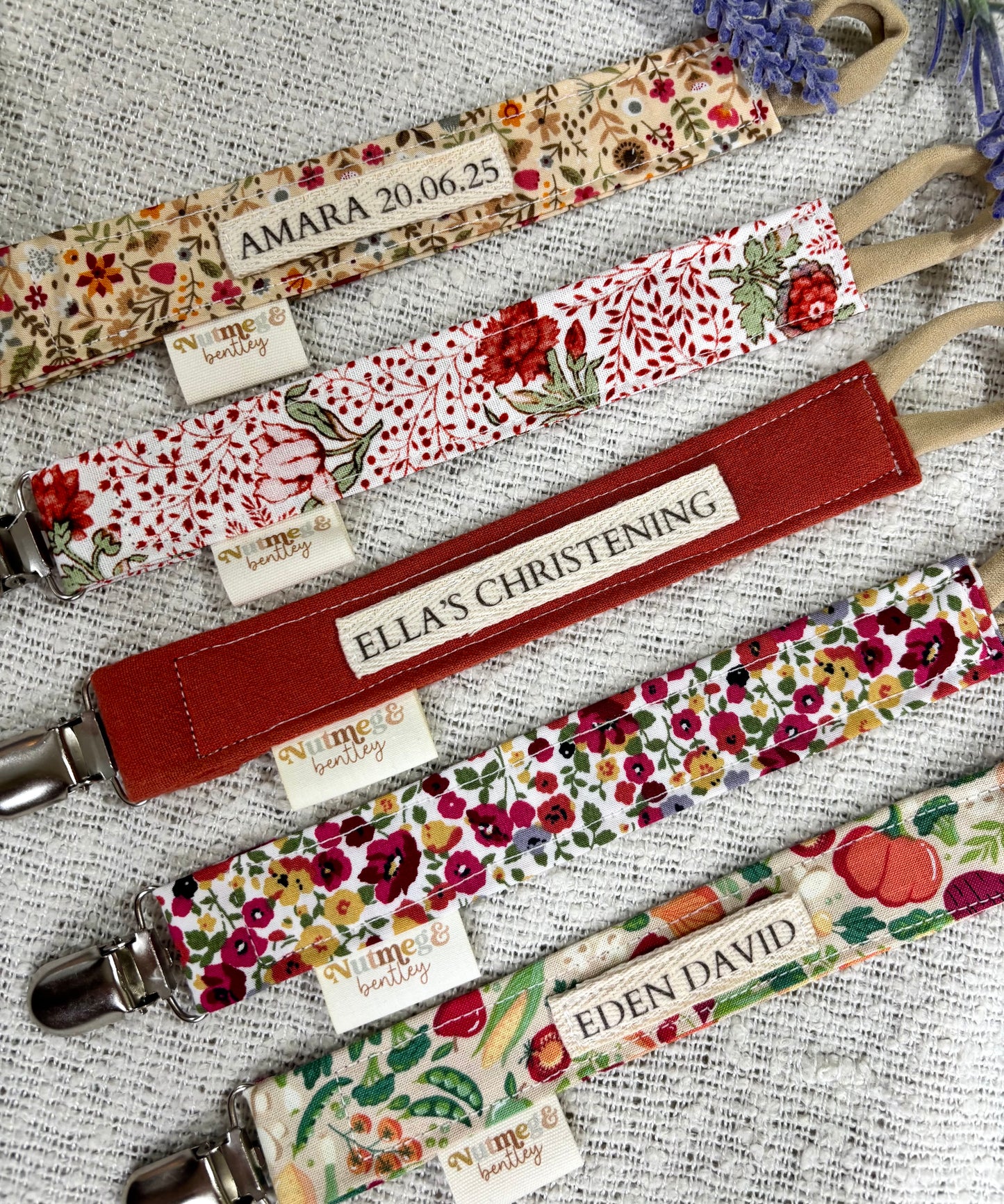 Personalised Dummy Clip – Handmade, Safe & Timeless Autumn Baby Keepsake