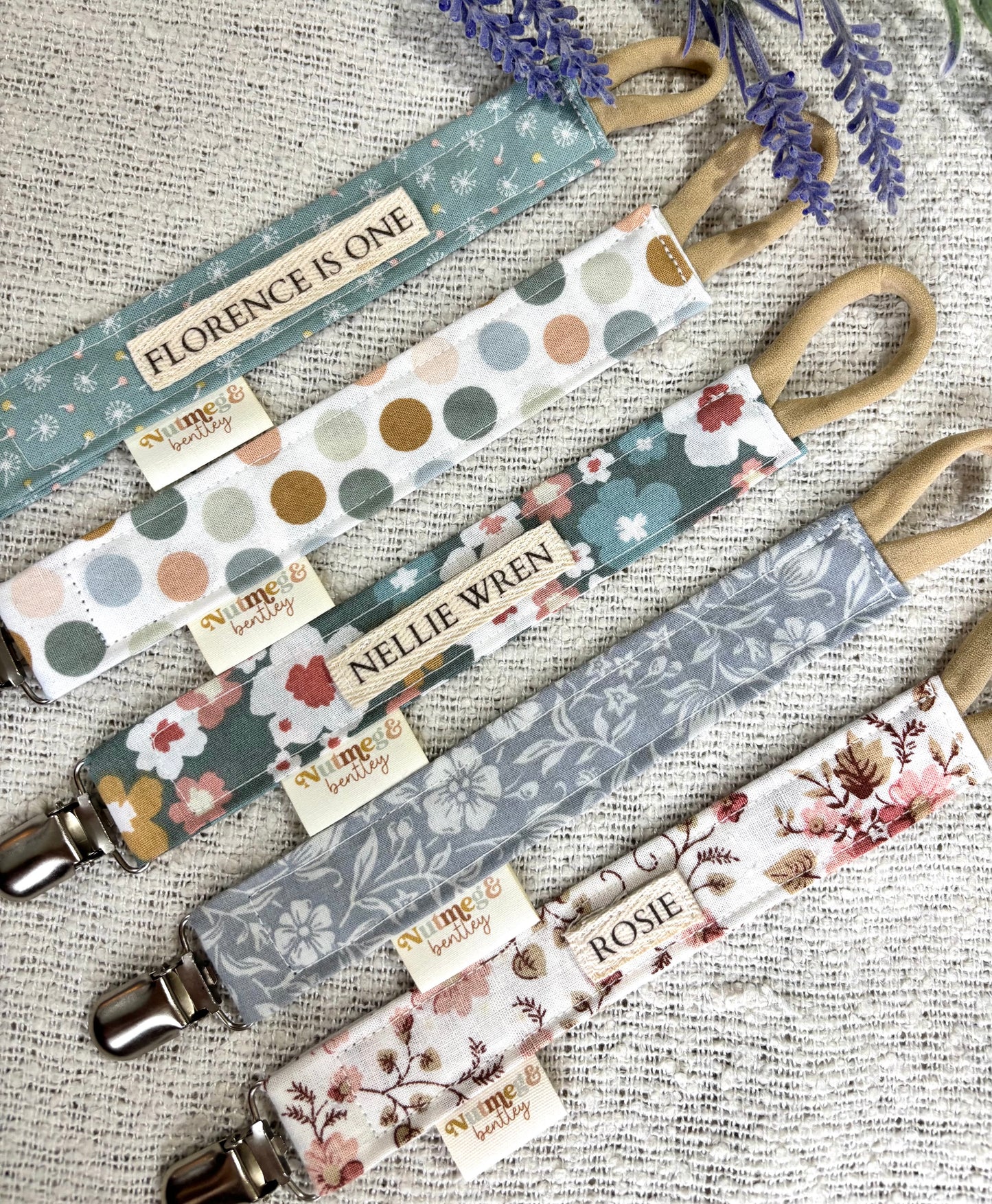 Personalised Dummy Clip – Handmade, Safe & Timeless Vintage Baby Keepsake