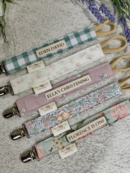 Personalised Dummy Clip – Handmade, Safe & Timeless  Pastel Baby Keepsake