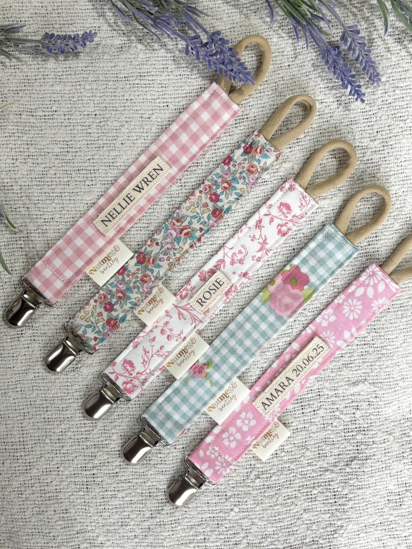 Personalised Dummy Clip – Handmade, Safe & Timeless Pink Baby Keepsake