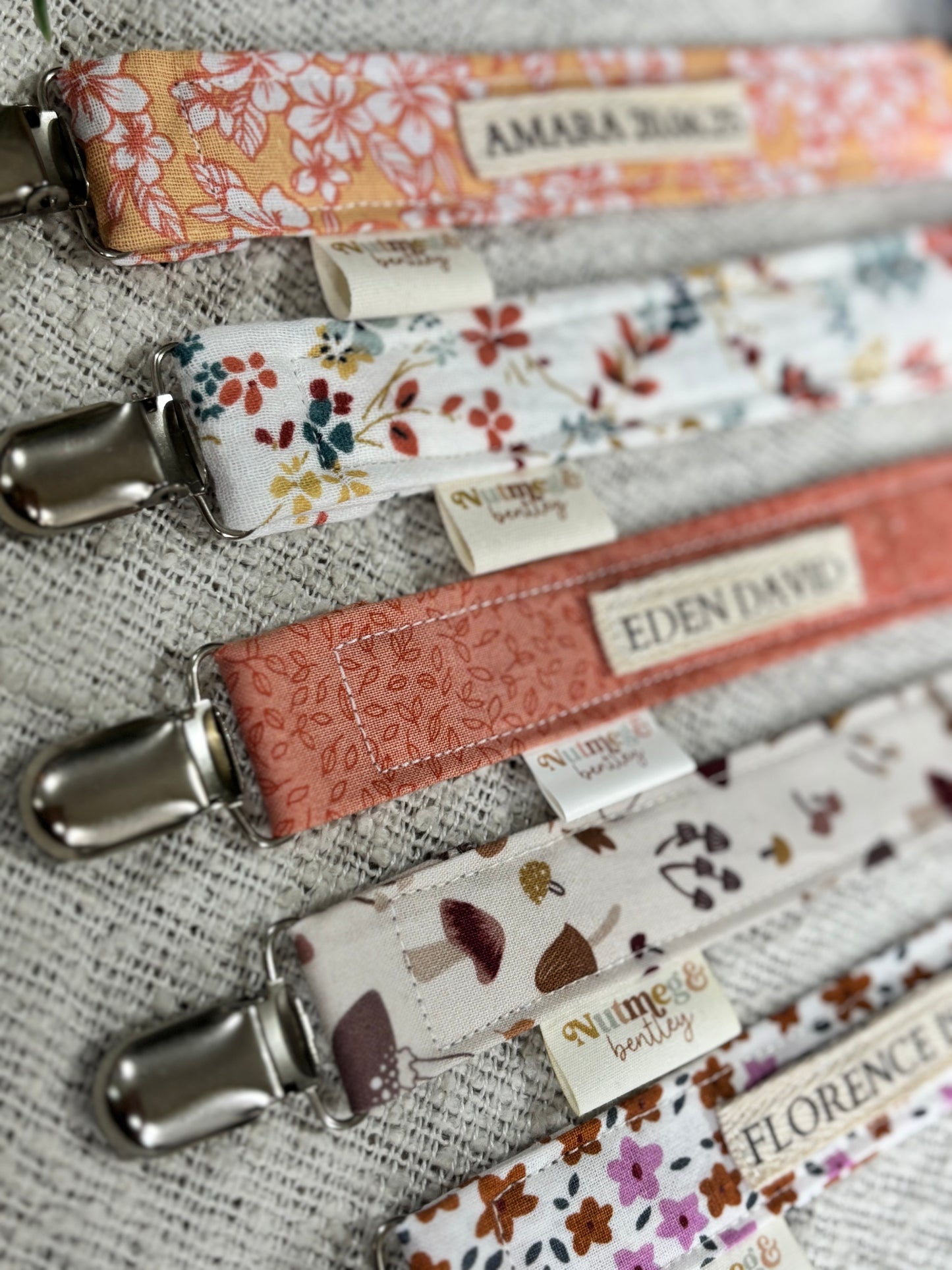 Personalised Dummy Clip – Handmade, Safe & Timeless Coral Baby Keepsake