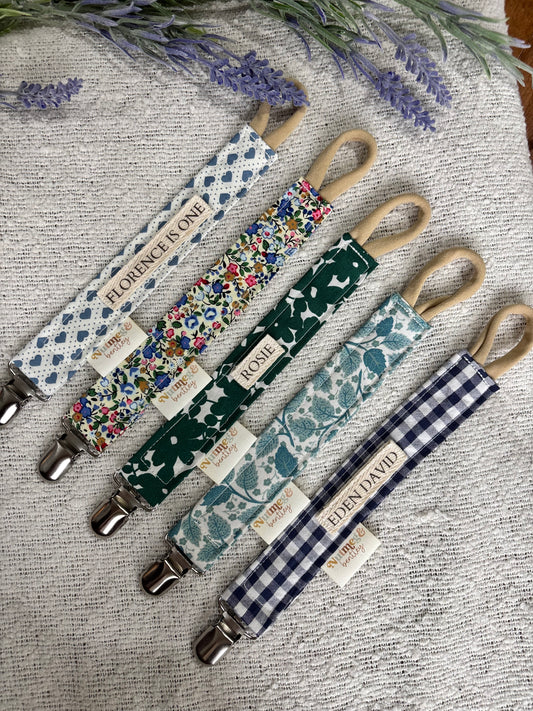 Personalised Dummy Clip – Handmade, Safe & Timeless Blue Baby Keepsake