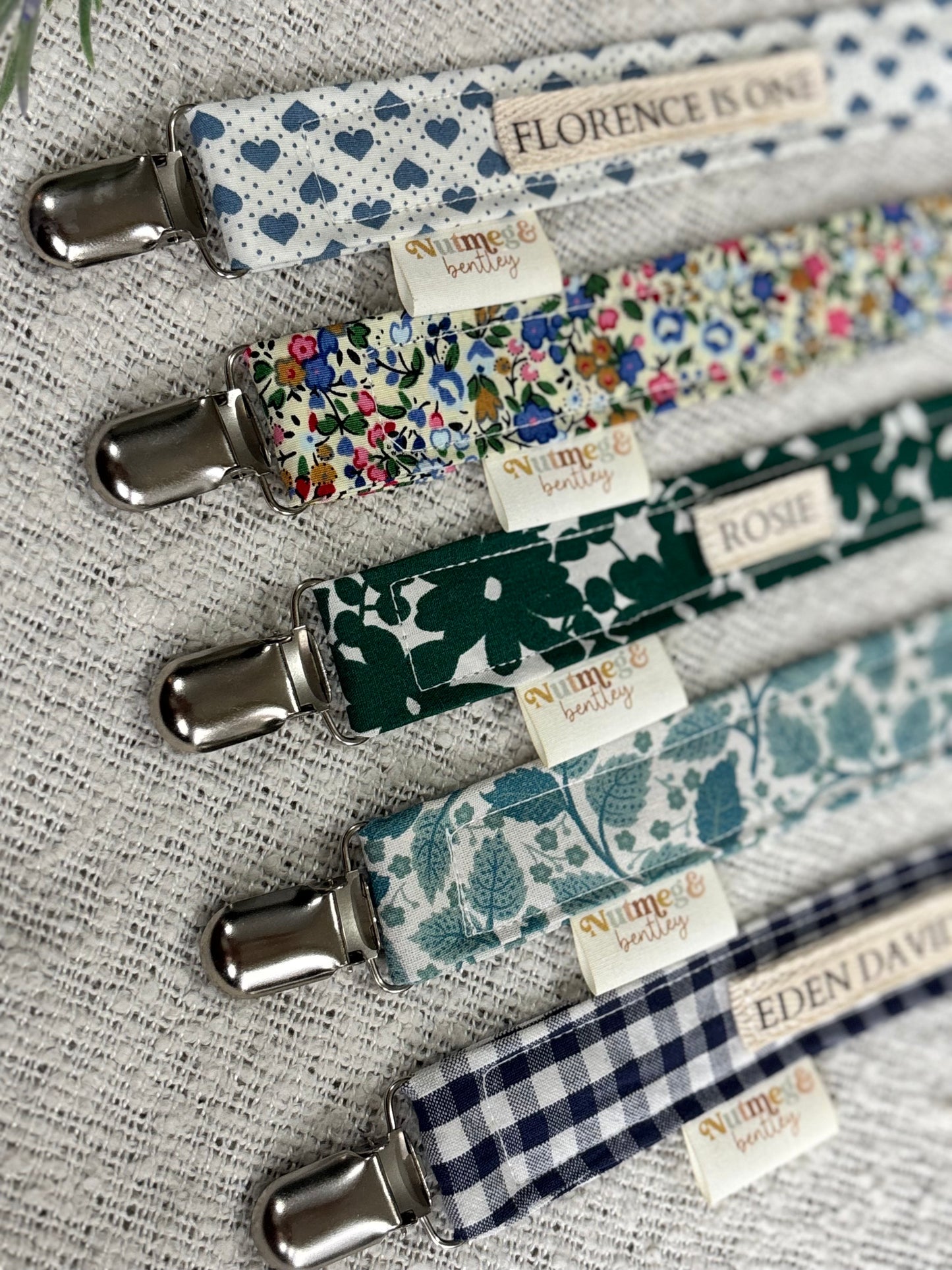 Personalised Dummy Clip – Handmade, Safe & Timeless Blue Baby Keepsake