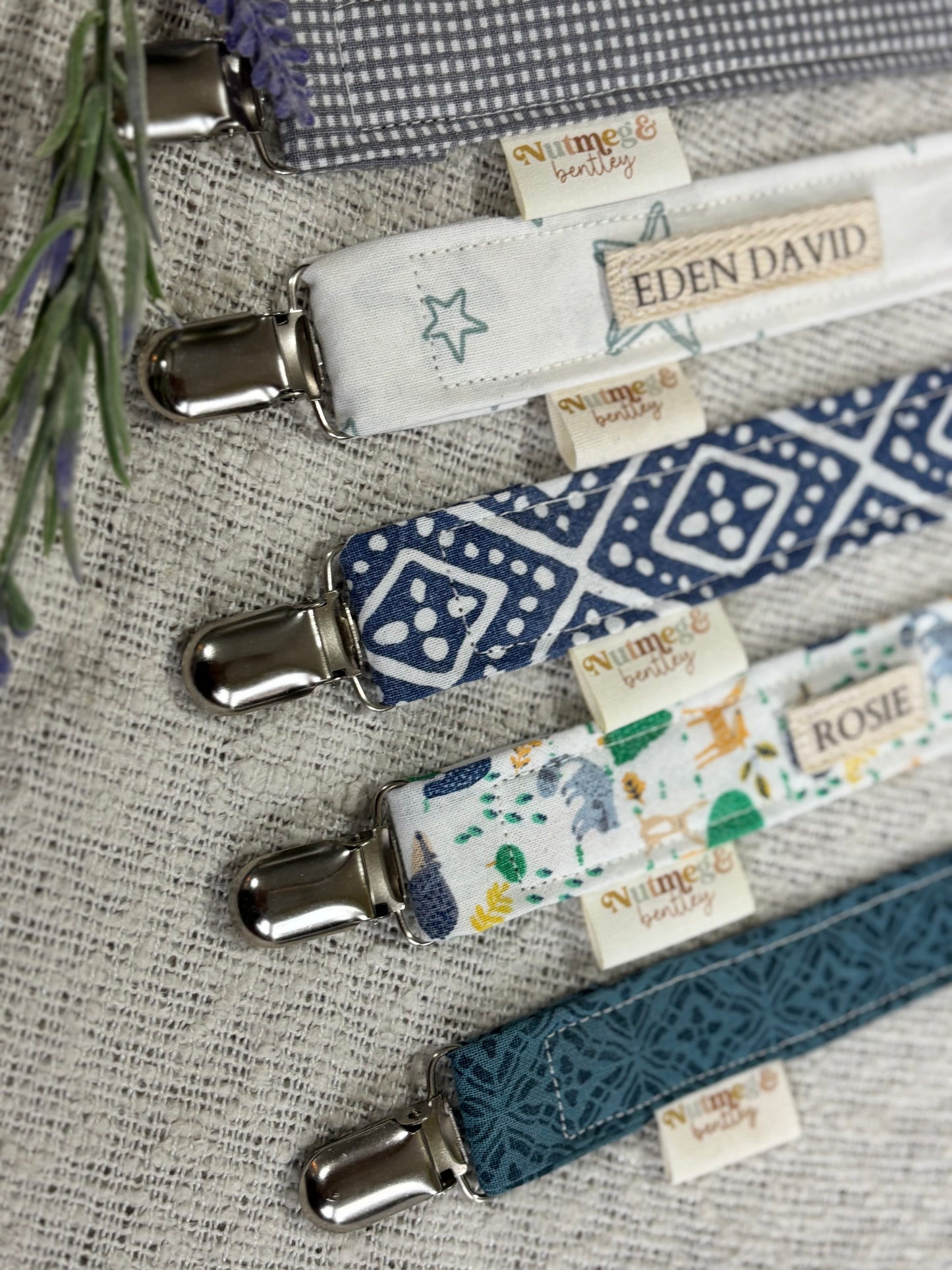 Personalised Dummy Clip – Handmade, Safe & Timeless Boys Baby Keepsake