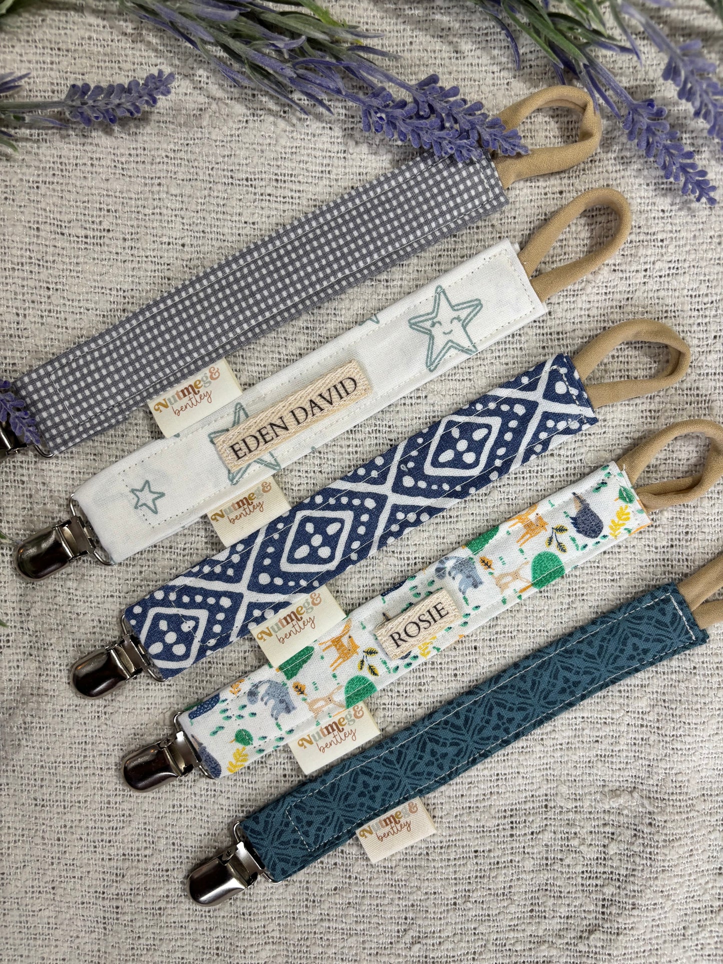 Personalised Dummy Clip – Handmade, Safe & Timeless Boys Baby Keepsake