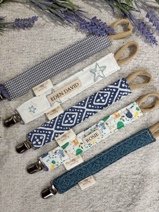 Personalised Dummy Clip – Handmade, Safe & Timeless Boys Baby Keepsake