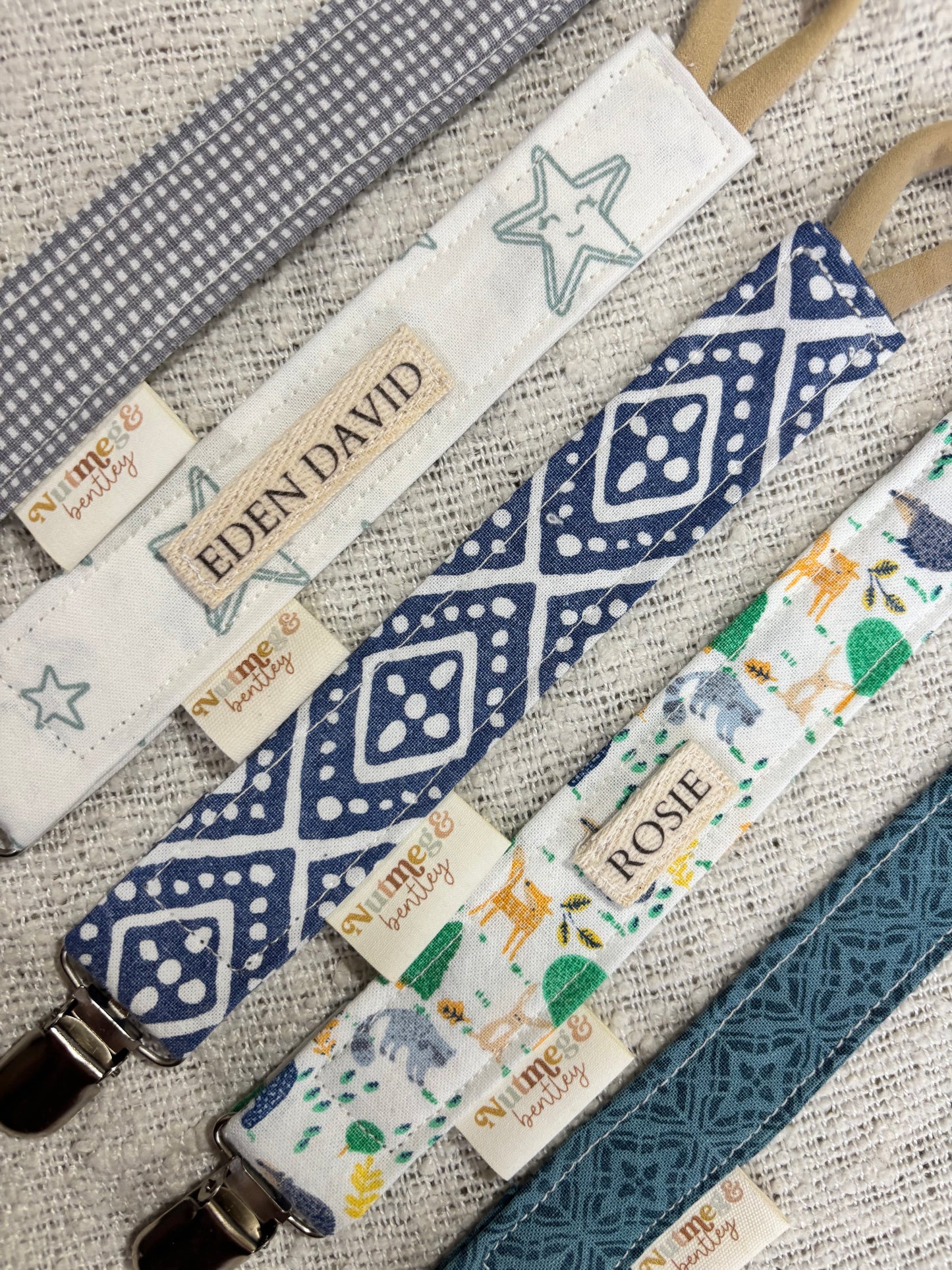Personalised Dummy Clip – Handmade, Safe & Timeless Boys Baby Keepsake