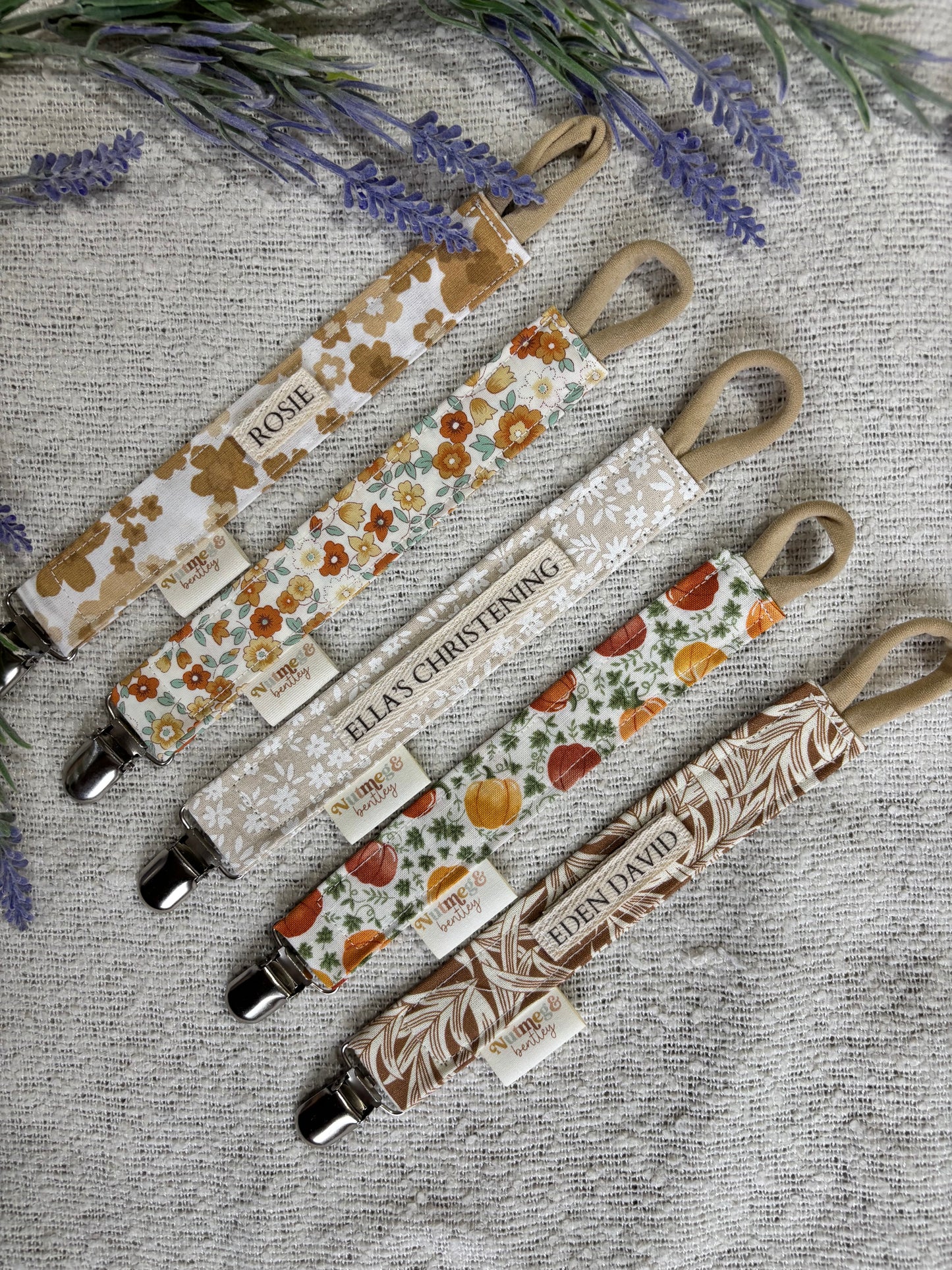 Personalised Dummy Clip – Handmade, Safe & Timeless Autumnal Baby Keepsake