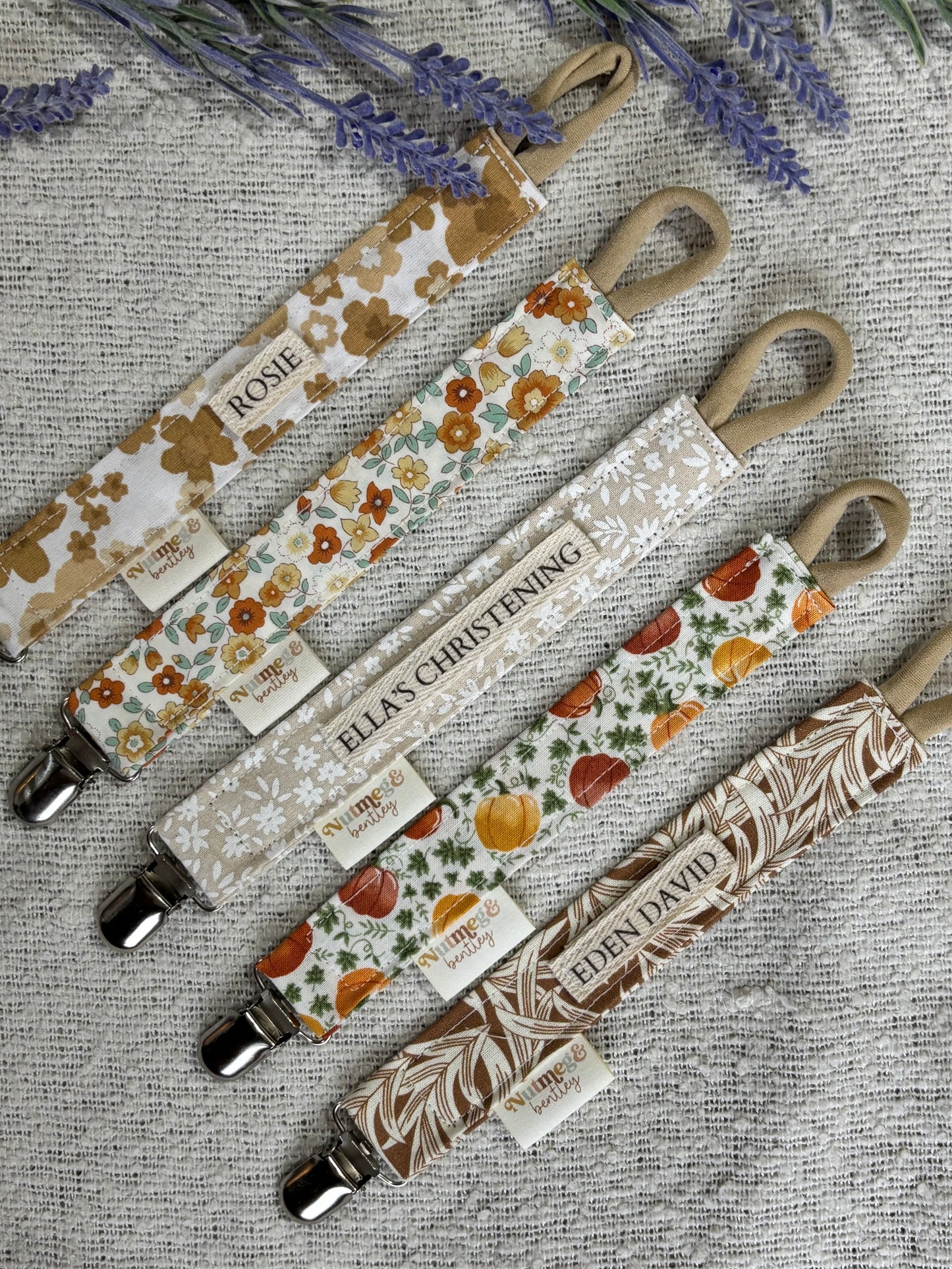 Personalised Dummy Clip – Handmade, Safe & Timeless Autumnal Baby Keepsake