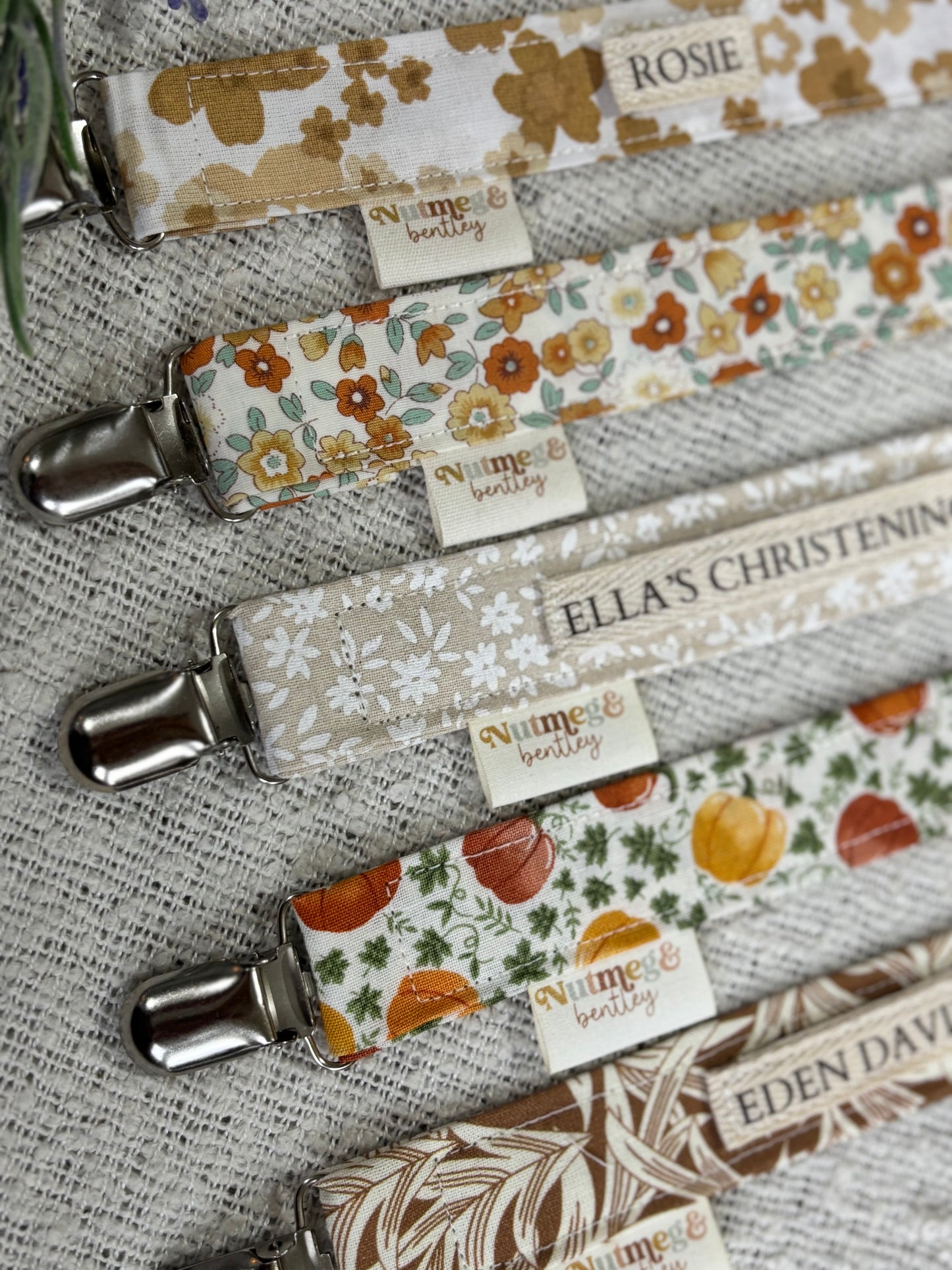 Personalised Dummy Clip – Handmade, Safe & Timeless Autumnal Baby Keepsake