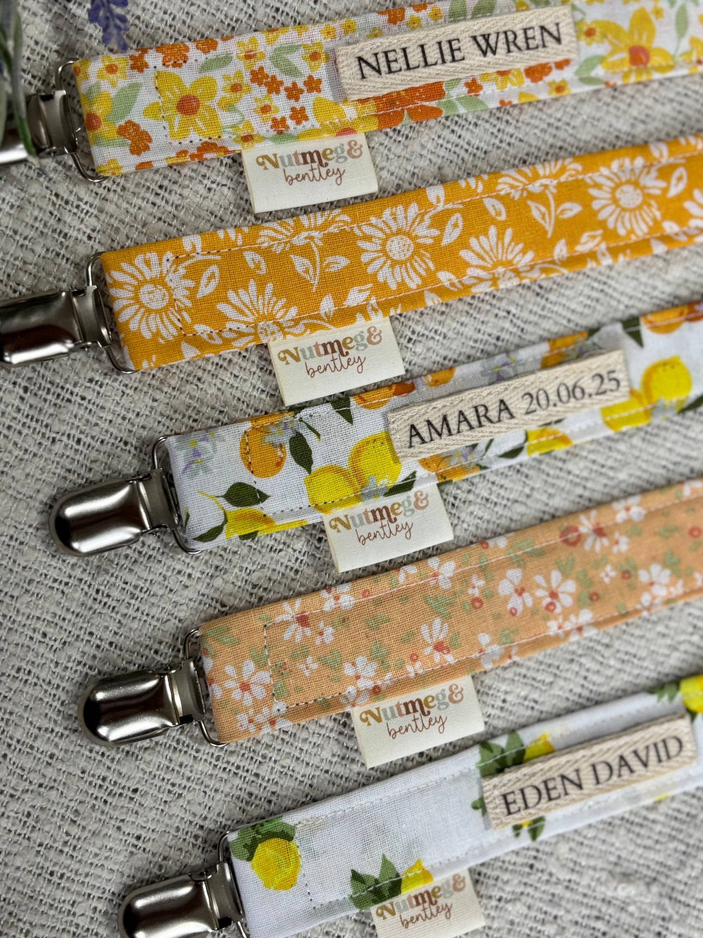 Personalised Dummy Clip – Handmade, Safe & Timeless Sunshine Baby Keepsake