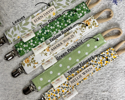 Personalised Dummy Clip – Handmade, Safe & Timeless Spring Florals Baby Keepsake