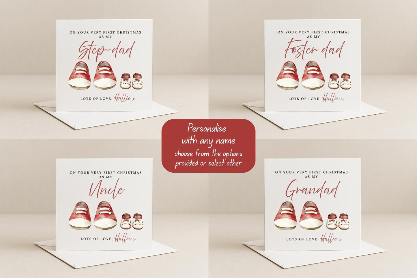 Personalised Foster Dad First Christmas Card