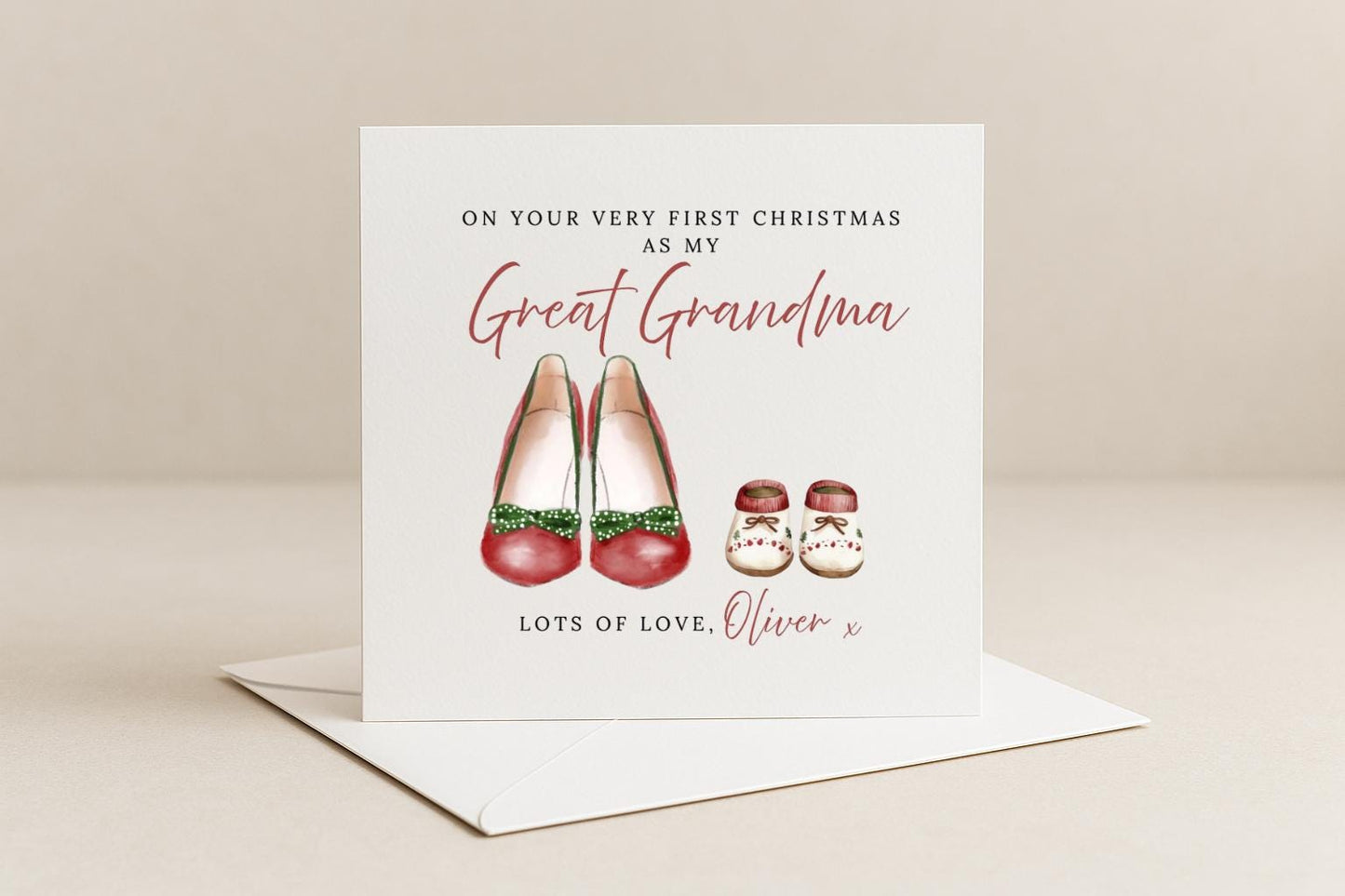 Personalised Great Grandma First Christmas Card