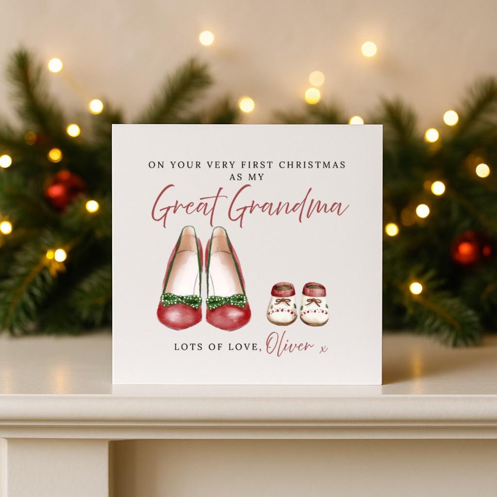 Personalised Great Grandma First Christmas Card