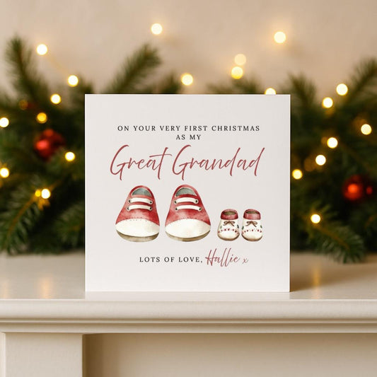 Personalised Great Grandad First Christmas Card
