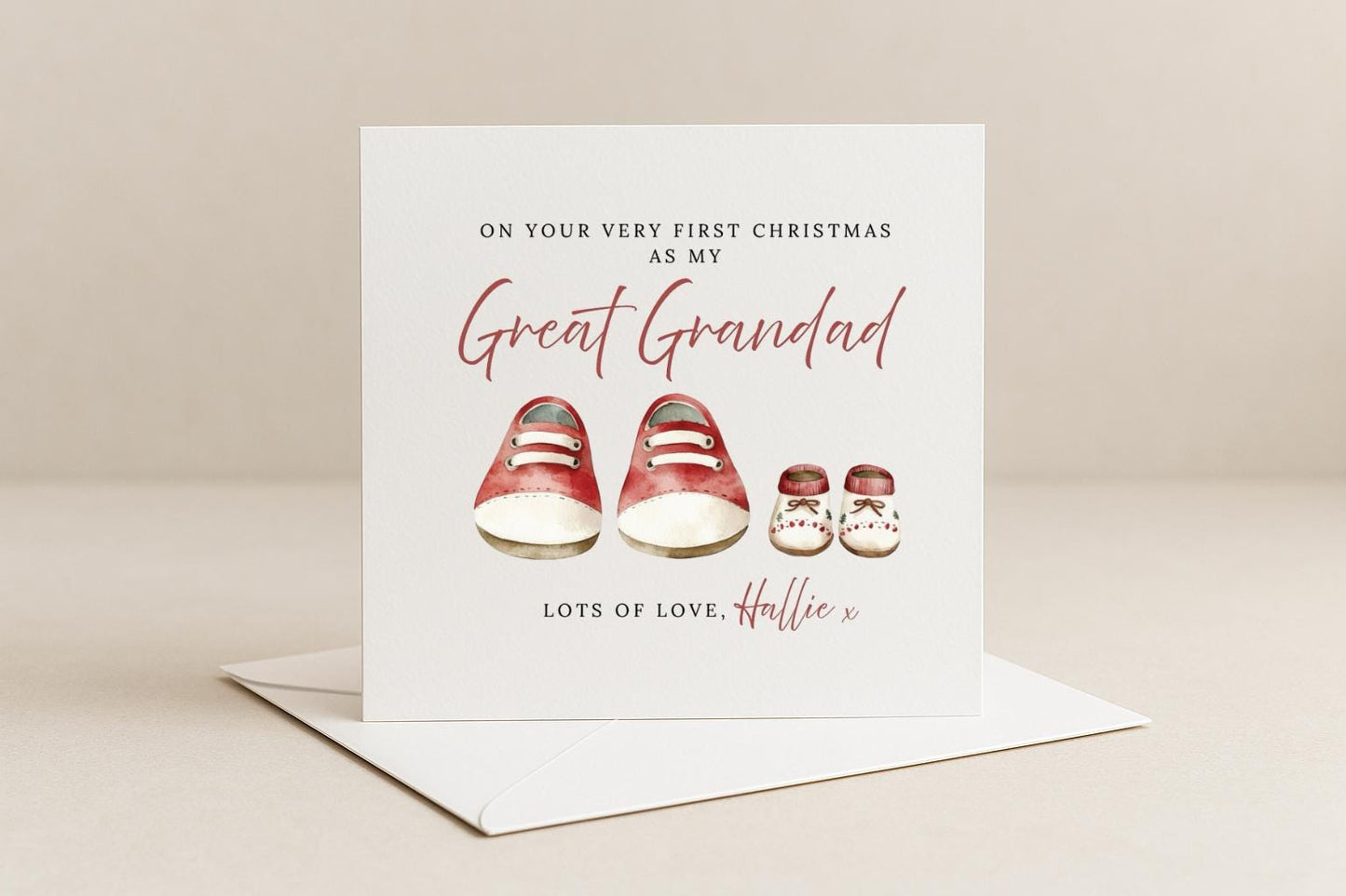 Personalised Great Grandad First Christmas Card