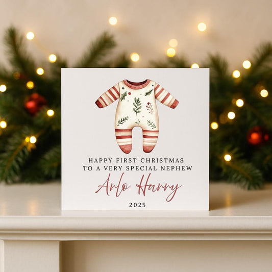 Personalised Baby Boy First Christmas Card