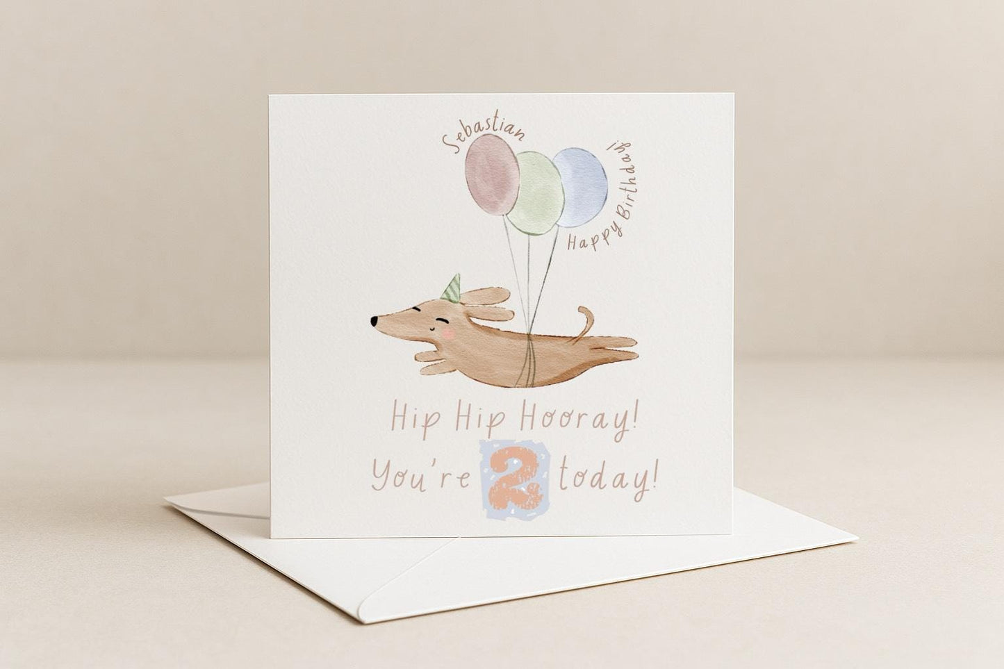 Sausage Dog Personalised Birthday Card Age 1 to 5