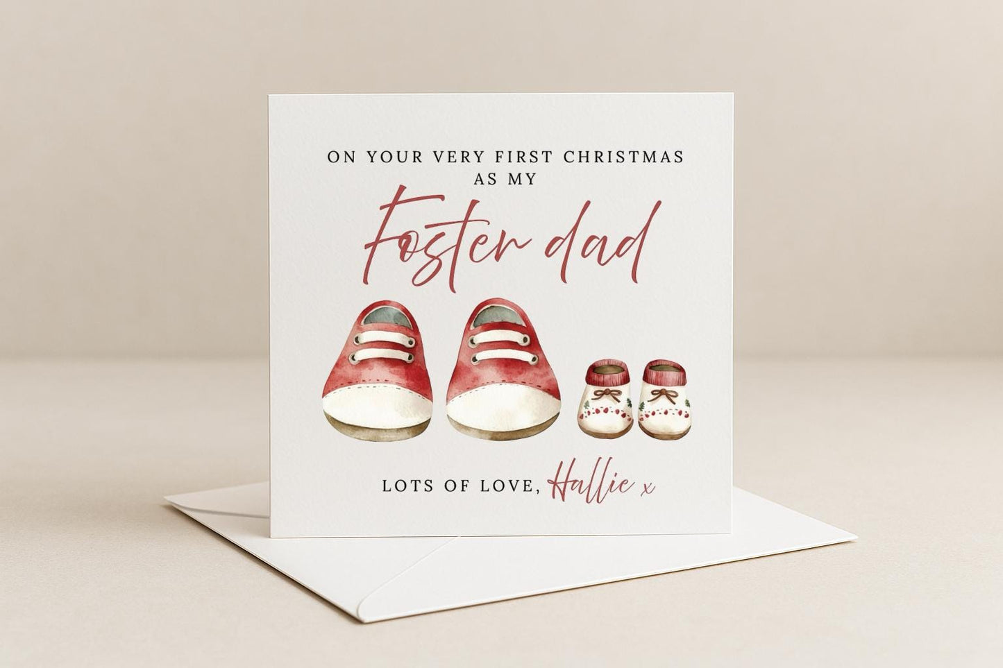Personalised Foster Dad First Christmas Card