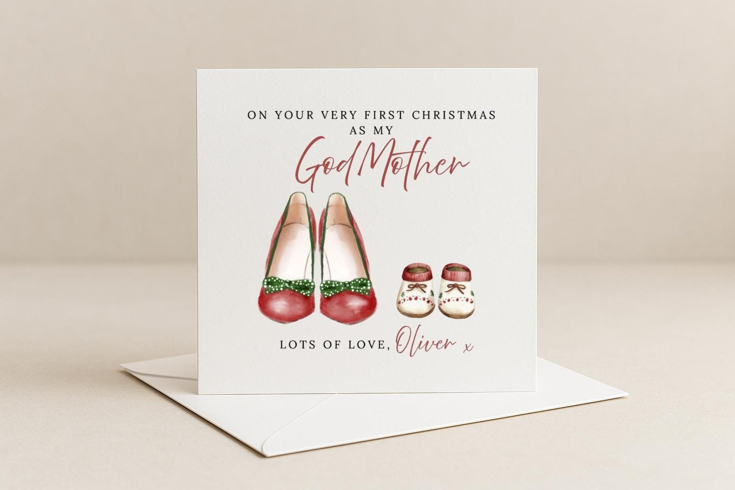 Personalised Godmother First Christmas Card