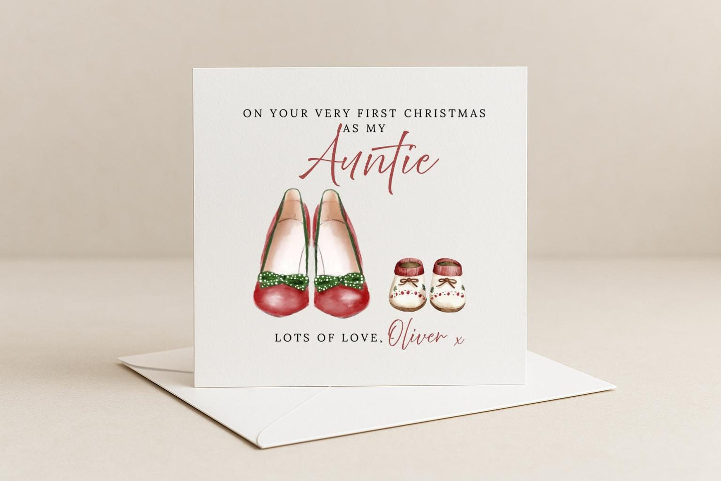 Personalised Auntie First Christmas Card