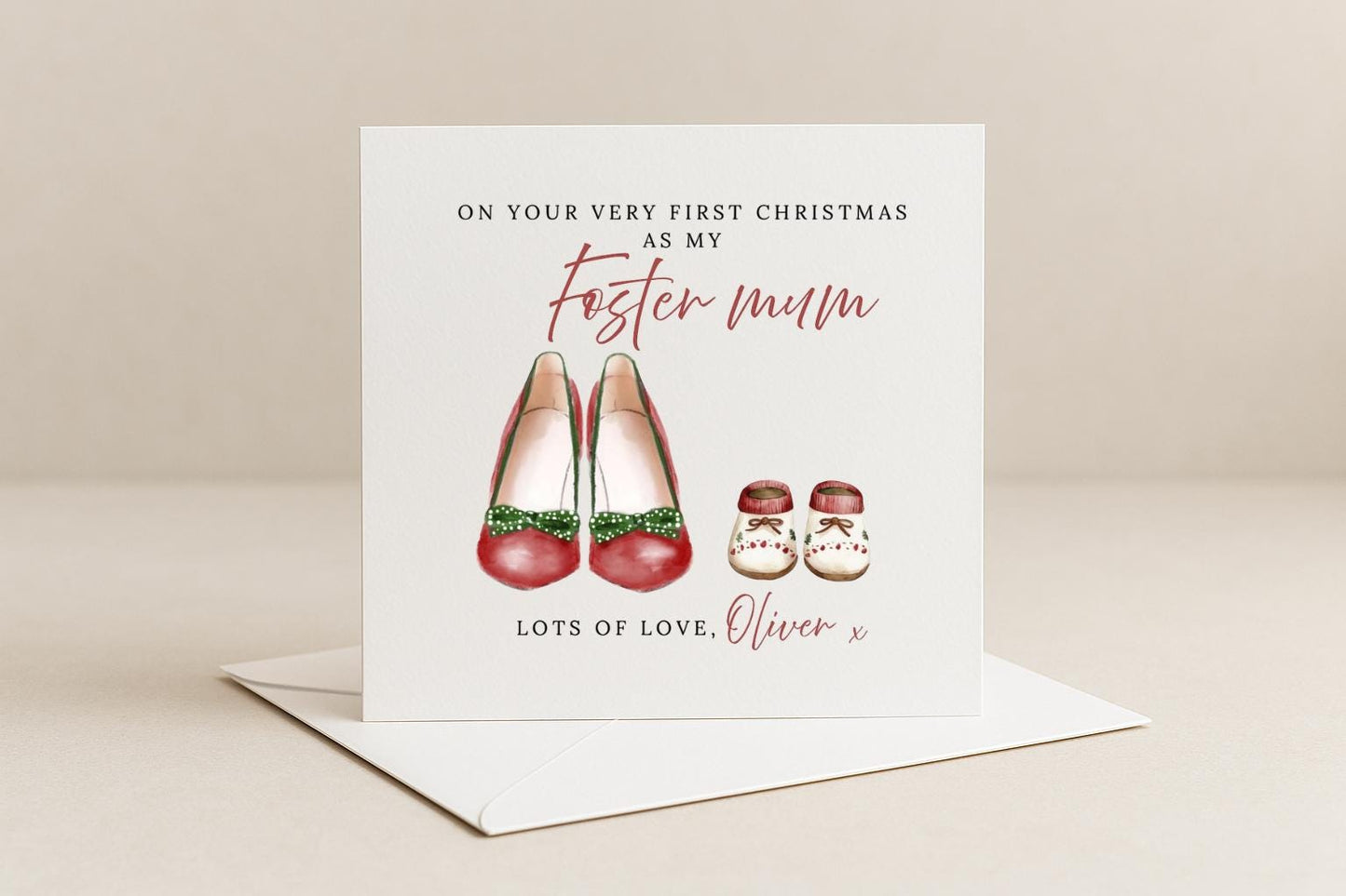 Personalised Foster Mum First Christmas Card