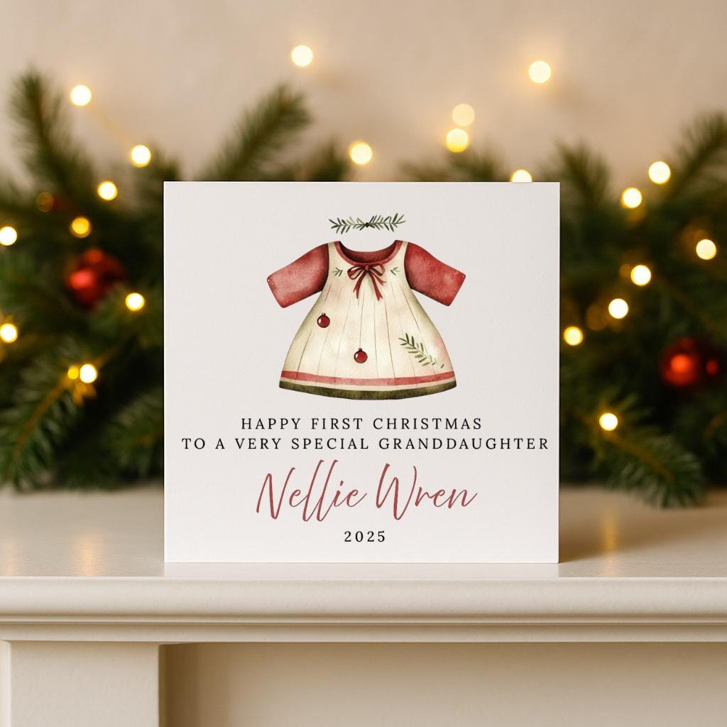 Personalised Baby Girl First Christmas Card