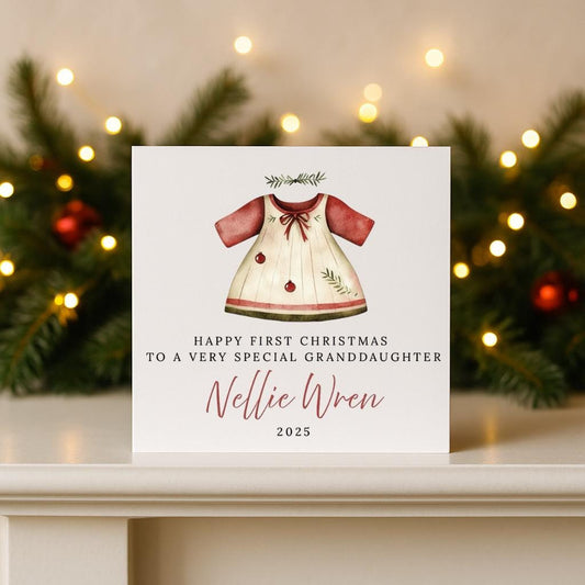 Personalised Baby Girl First Christmas Card