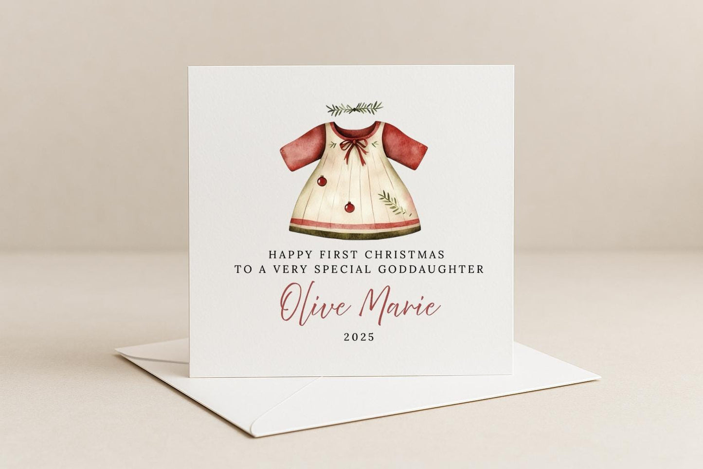 Personalised Baby Girl First Christmas Card